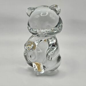 VINTAGE Fenton Clear Glass Teddy Bear Figurine Handmade